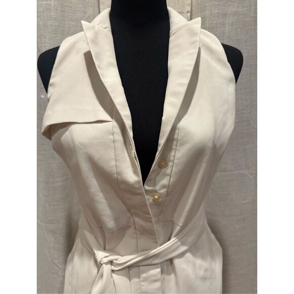 Banana Republic Factory Sleeveless Trenchcoat Dress in Off White/Stone Sz 2P - Picture 4 of 17